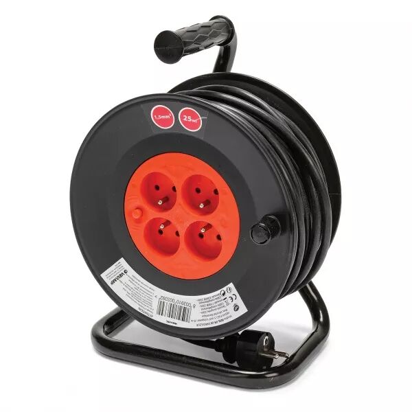 VELAMP - Enrouleur bricolage, 4 prises, H05VV-F3G1.5MM2, 25M , NF,CE (REEL-FR-25)