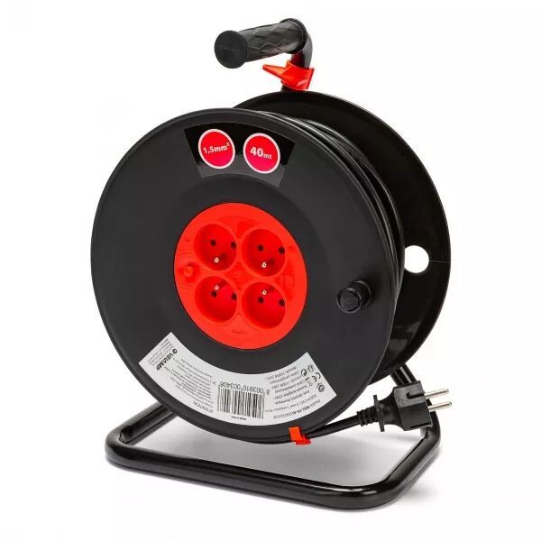 VELAMP - Enrouleur bricolage, 4 prises, H05VV-F3G1.5MM2, 40M , NF,CE (REEL-FR-40)