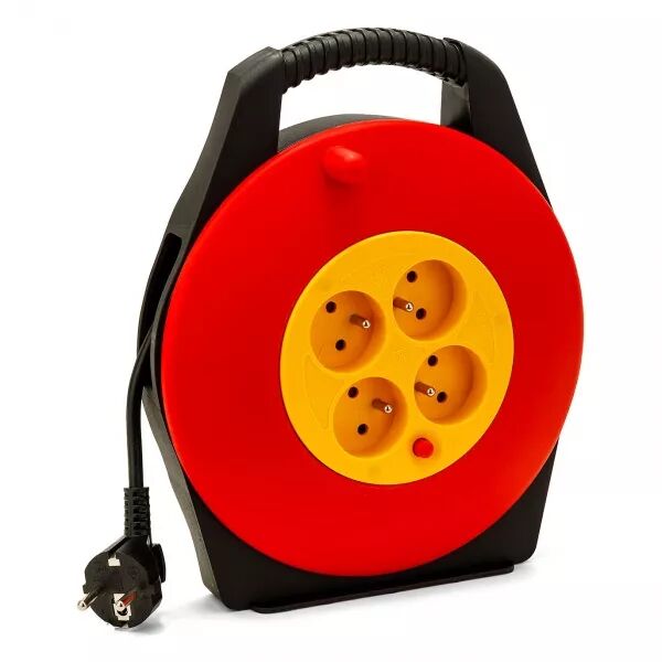 VELAMP - Enrouleur domestique 10m H05VV-F3G1.0MM2, 4 prises 2P+T 16A,NF,CE (DOMREEL-10)