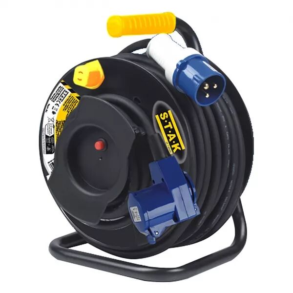 VELAMP - Enrouleur professionnel H07RN-F3G 1.5MM2 1 prise CEE/1 prise CEE+1 Schuko 25m (REEL-1CEB-25)