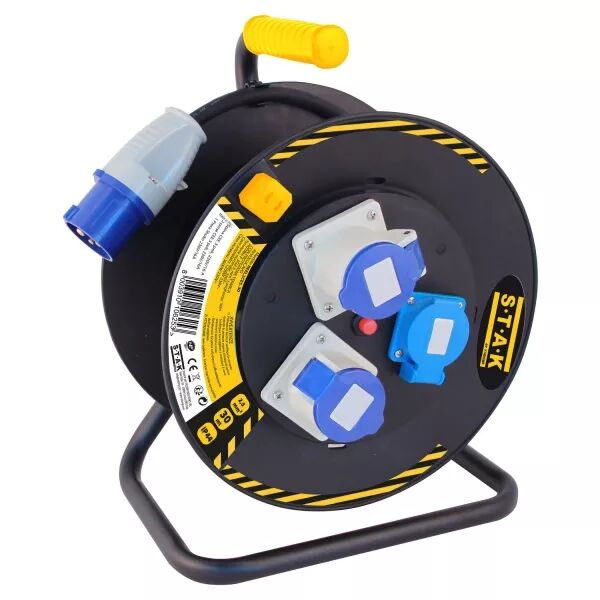 VELAMP - Enrouleur professionnel H07RN-F3G 2.5MM2 1 prise CEE/2 prises CEE+1 Schuko 25m (REEL-2CES-25)