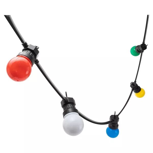 VELAMP - GUIRLANDE IP44 PROLONGEABLE, 15M, 20 AMPOULES G50 COLOR�ES, C�BLE � 4,3MM NOIR (PS066)