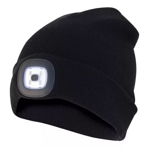 VELAMP - LIGHTHOUSE : Bonnet avec frontale LED rechargeable. Noir (CAP03)