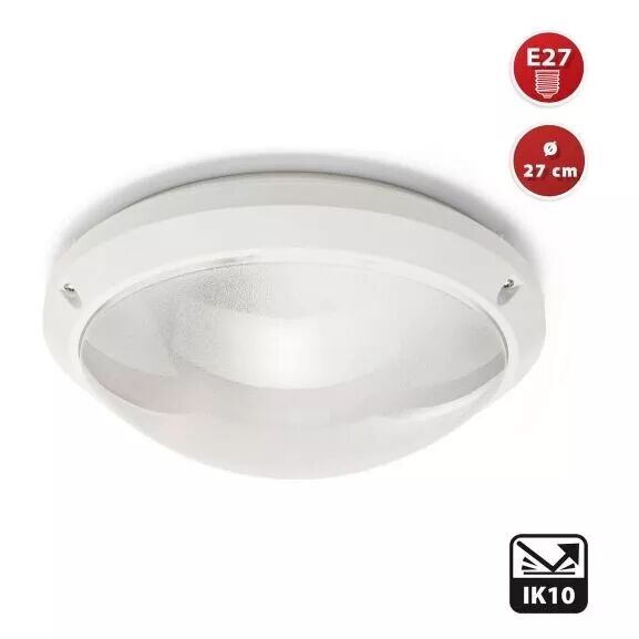 VELAMP - Plafonnier rond 27cm de diam. E27, IP54, IK10 (PTLEDIK-E27)