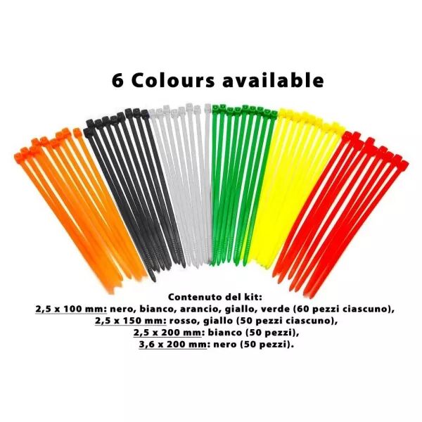 VELAMP - Serre-c�bles de couleur en nylon, diff�rentes tailles - 500 pi�ces assorties (MG280)