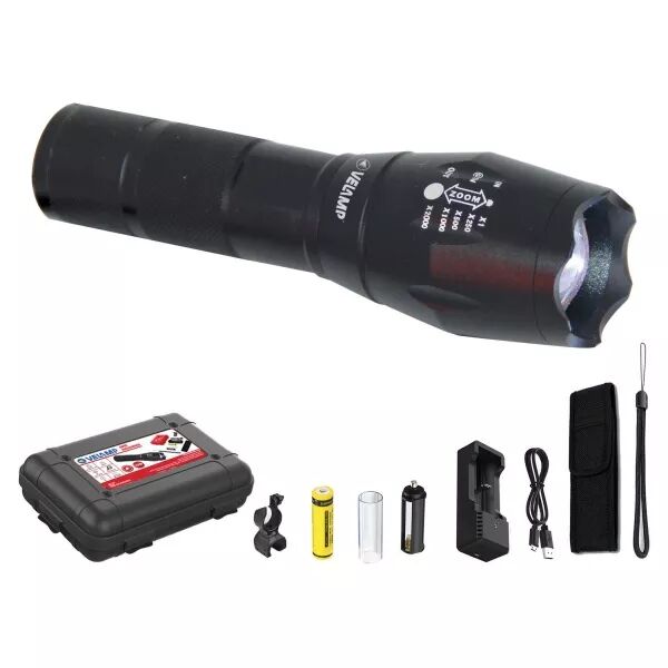 VELAMP - STEEL RECHARGEABLE: torche LED 10W rechargeable avec accessoires (IR547)