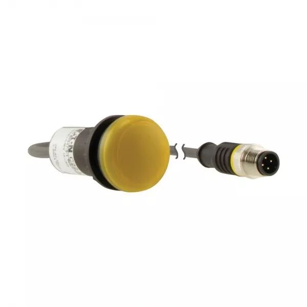 VOYANT LUMINEUX, RMQ COMPACT, JAUNE, PLAT, 0O/0F, M12A-MALE, C�BLE NOIR, 0,2 M.