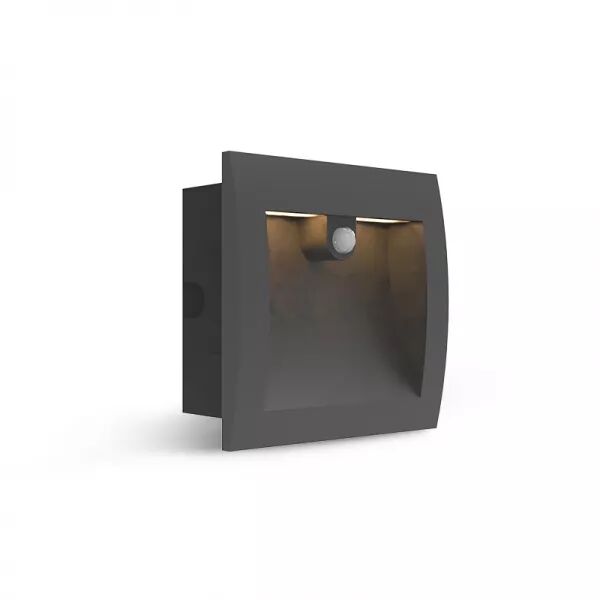 ZEPHYR ENCASTRE MURAL 140X140MM 6.5W 3000K ALU + VERRE + DETECTEUR IR