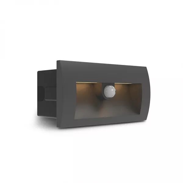 ZEPHYR ENCASTRE MURAL 140X70MM 6.5W 3000K ALU + VERRE + DETECTEUR IR